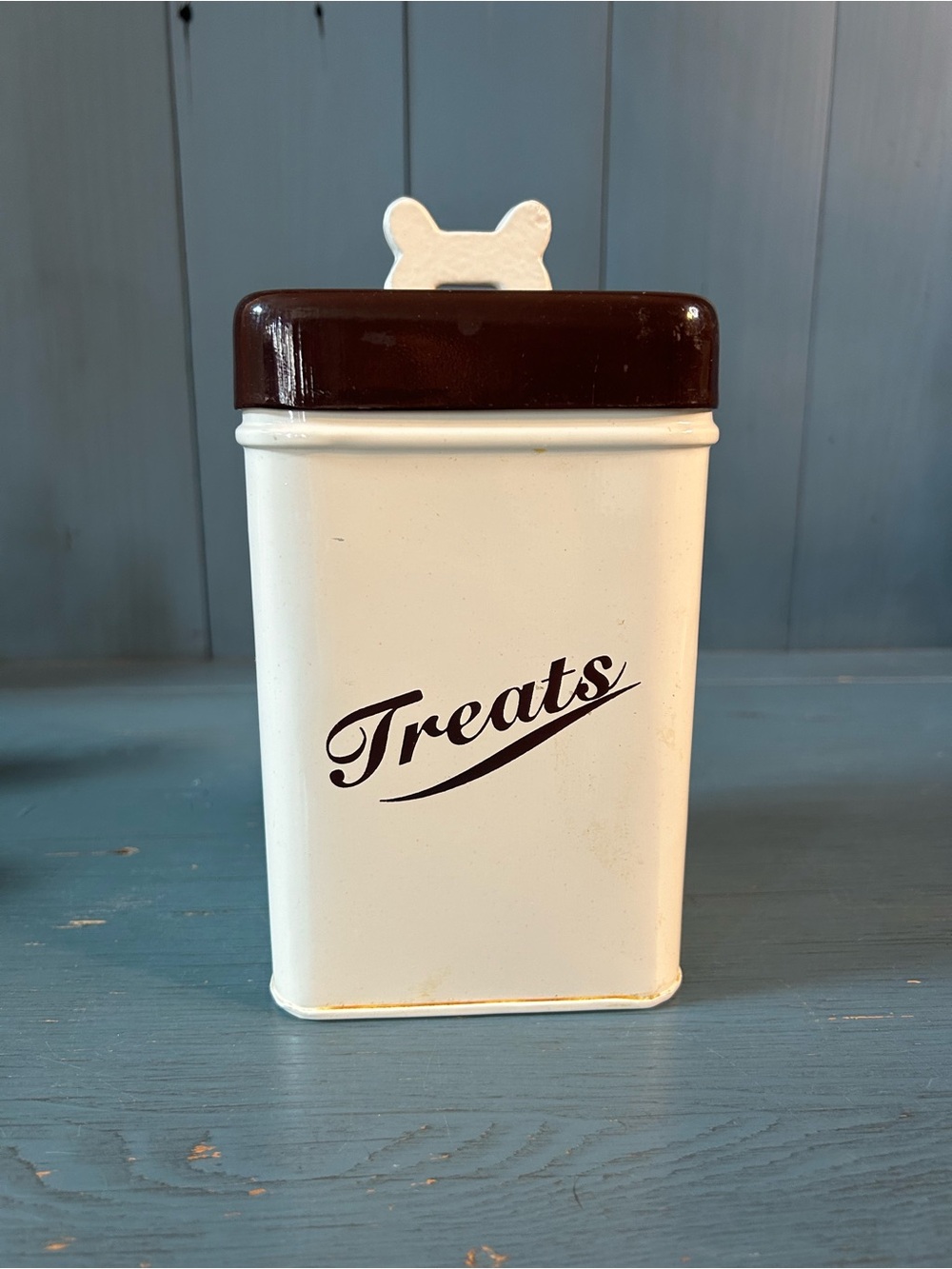 Cream and Brown Dog Treat Canister – 'Treats' Storage Container